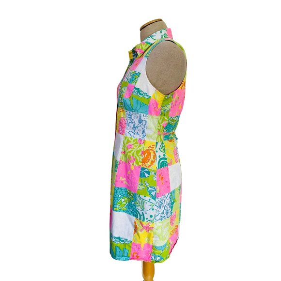 Vintage Lilly Pulitzer Womens Sz 10 Patchwork Sleeveless Collared Dress Multicol - Picture 2 of 12